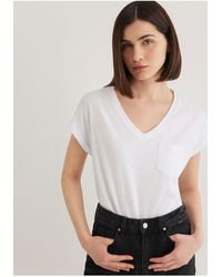 Mavi - Weißes Basic-T-Shirt Mit V-Ausschnitt, Lockere Passform Lockere, Entspannte Passform 1600961 -620 Für Damen - Lyst
