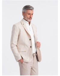 Ombre - Blazer Im Regular-Schnitt Mit Leinen Creme V1 M Für Herren - Lyst
