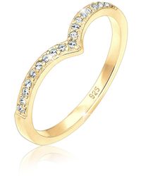 Elli Jewelry - Ring Aus 925Er-Sterlingsilber Mit V-Förmigen Kristallen Für Damen - Lyst