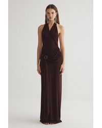 Trendyol - Braunes, Detailliertes, Gestricktes, Langes, Stilvolles Abendkleid Für Die Nacht, Abschlusskleid Für Damen - Lyst
