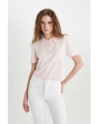 Defacto - Strick-T-Shirt Mit Polokragen Und Kurzen Ärmeln – Regular Fit C4534Ax24Sm Für Damen - Lyst
