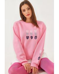 Bianco Lucci - Sweatshirt Mit Dreifädigem, Erhabenem Herzenmuster Für Damen - Lyst