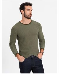Ombre - Strickpullover Mit Strukturierten Punkten Oliv V2 Xl Für Herren - Lyst