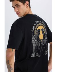 Defacto - 100 Baumwolle, Oversize-T-Shirt Mit Weitem Schnitt, Rundhalsausschnitt Und Rückenaufdruck, Kurzärmelig, Z6083Az25Sm Für Herren - Lyst