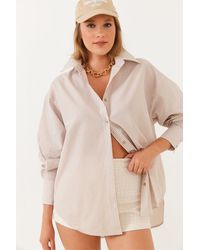 Bianco Lucci - Gestreiftes Hemd Mit Metallischem Garn Mbms021 Für Damen - Lyst