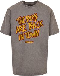 Merchcode - Thin lizzy the boys stacked acid washed oversized tee - Lyst