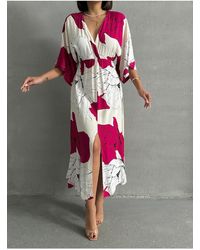 BEJNA - Zweireihiges Langes Sommerkleid Mit Kragen Und Schlitz Für Damen - Lyst