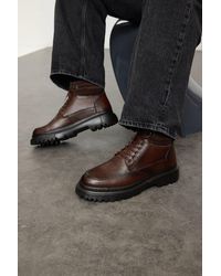 Trendyol - Braune Schnürstiefel Aus Echtem Leder Für Herren - Lyst