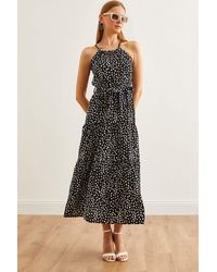 Olalook - Weißes Neckholder-Kleid Aus Viskose – Mit Gürtel, Gewebt Elb- 19001548 Für Damen - Lyst