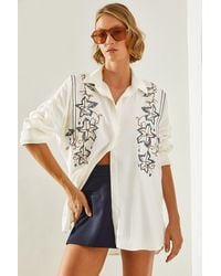 Bianco Lucci - Besticktes, Gemustertes Oversize-Hemd 5928 Für Damen - Lyst
