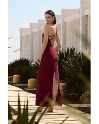 Trendyol - Burgunderrotes, Detailliertes, Einschultriges, Gewebtes, Langes, Elegantes Abendkleid, Nachtabendkleid Für Damen - Lyst