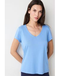 Penti - Dunkelblaues Modal-T-Shirt Mit V-Ausschnitt Und Normaler Passform Für Damen - Lyst