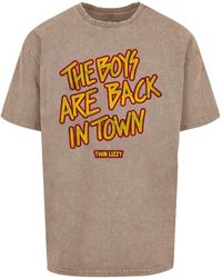 Merchcode - Thin lizzy the boys stacked acid washed oversized tee - Lyst
