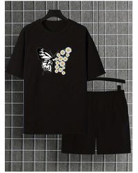 uyguntarz - Papatyakelebek Design Bedrucktes T-Shirt-Trainingsanzug-Set - Lyst