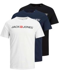 Jack & Jones - Jack&jones t-shirt, 3er pack jjecorp logo tee crew neck, logo-print, baumwolle - Lyst