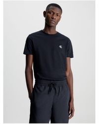 Calvin Klein - T-Shirt Aus Bio-Baumwolle Mit Gesticktem Logo, Schmale Passform, Rundhalsausschnitt, Kurze Ärmel, J30J Für Herren - Lyst