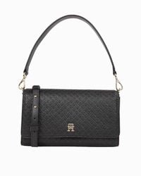 Tommy Hilfiger - Schwarze Umhängetasche Mit Monogramm-Th-Logo-Aufdruck – Druckknopfverschluss Und Verstellbarer Riemen -Bds Für Damen - Lyst