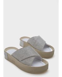 Capone Outfitters - Maren Cross Stone Banded Stone Detaillierte Hausschuhe Mit Keilabsatz Für Damen - Lyst