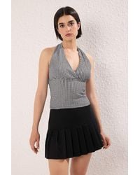 Trendyol - Schwarze Pöti-Bluse Mit Quadratischem Neckholder Und Figurbetonter, Dehnbarer Strickbluse Für Damen - Lyst