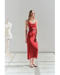 Trendyol - Roter Maxi-Strick – Kleid Mit Tiefem Rückenausschnitt Und Gürtel (Limited Edition) Für Damen - Lyst