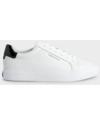Calvin Klein - Sneaker Aus Echtem Leder Mit Schwarzem Und Weißem Logo Für Damen - Lyst