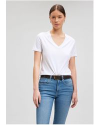 Mavi - Lux Touch – Weißes, Schmal Geschnittenes Modal-T-Shirt – Für Damen - Lyst