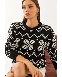 Bianco Lucci - Gemusterter Strickpullover Für Damen - Lyst