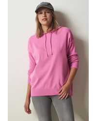 Happiness İstanbul - Strick-Sweatshirt Mit Kapuze Und Tasche Für Damen - Lyst