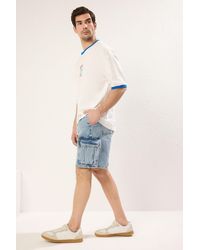 Trendyol - Blaue Denim-Jeansshorts Und Bermudas Mit Normaler Passform Und Cargotaschen Für Herren - Lyst