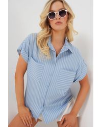 Bigdart - Kurzärmliges, Gestreiftes Oversize-Shirt 20303 – Blau Für Damen - Lyst