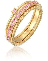 Elli Jewelry - Ring Set Funkelnd Mit Kristallen Bunt Aus 925 Sterling Silber Vergoldet Für Damen - Lyst