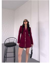 ZF BUTİK - Trendige Lange Blazerjacke Mit Goldenem Druckknopf Und Detailliertem Design Für Damen - Lyst