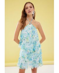Trendyol - Mehrfarbiges, Mit A-Linie Gefüttertes, Gerüschtes Tüll-Strick-Minikleid Für Den Abend, Heimkehrkleid Für Damen - Lyst