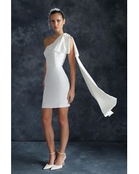 Trendyol - Braut-brautkleid mit er perle und detaillierter schleife für hochzeit/nikah, elegantes abendkleid - Lyst