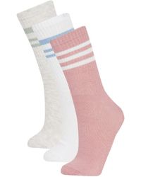 Defacto - Bequeme Elastische 3-Teilige Lange Baumwollsocken A5877Axns Für Damen - Lyst