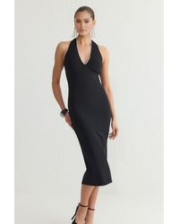 Trendyol - Schwarzes, Figurbetontes, Stilvolles Abendkleid Mit Stein-Accessoire-Detail Für Damen - Lyst