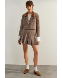 Trendyol - Brauner Premium-Blazer Aus Webstoff Mit Kurzen Knöpfen Und Details Für Damen - Lyst
