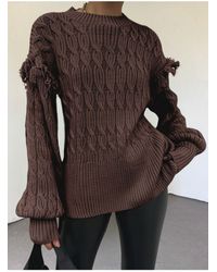 Modamorfo - Strickpullover Mit Ballonärmeln Und Quasten – Für Damen - Lyst