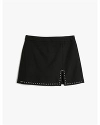 Koton - Mini-shortsrock mit hoher taille und steindetail a-linie - Lyst