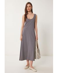 Happiness İstanbul - Graues Ärmelloses Basic-Sommer-Strickkleid Für Damen - Lyst