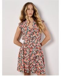 Apricot - Ditsy Floral Kleid Mit Knopfleiste Für Damen - Lyst