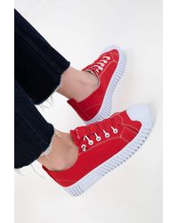 Soho - Sneaker Aus Rotem Leinen Für Damen - Lyst