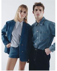 Koton - Denim-Hemdjacke Mit Taschen, Detailliertem, Geknöpftem, Klassischem Kragen Für Herren - Lyst