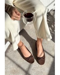 NİŞANTAŞI SHOES - Matic Ballerinas Aus Echtem Wildleder Mit Schnürung Und Flacher Sohle Für Damen - Lyst