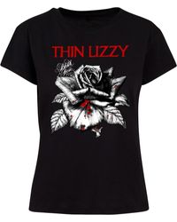 Merchcode - Ladies thin lizzy rose color logo box tee - Lyst