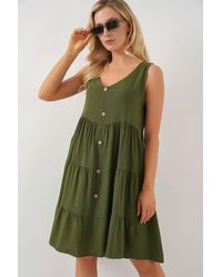 Bigdart - Kurzkleid Mit Null-Manschettenknöpfen 2571 – Khaki Für Damen - Lyst