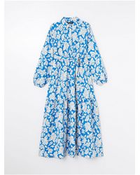 LC Waikiki - Lcw Langärmliges Kleid Mit Hemdkragen-Print Für Damen - Lyst