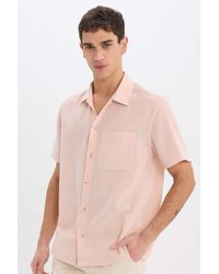 Defacto - Relax Fit Polokragen Leinen-Look Sommer-Kurzarmhemden Für Herren - Lyst