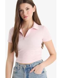 Defacto - Tailliertes, Kurzärmliges T-Shirt Mit Polokragen Und Geripptem Leibchen Für Damen - Lyst