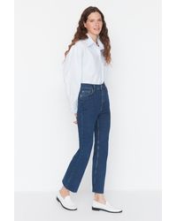 Trendyol - Dunkele, nachhaltigere high waist crop flare jeans - Lyst